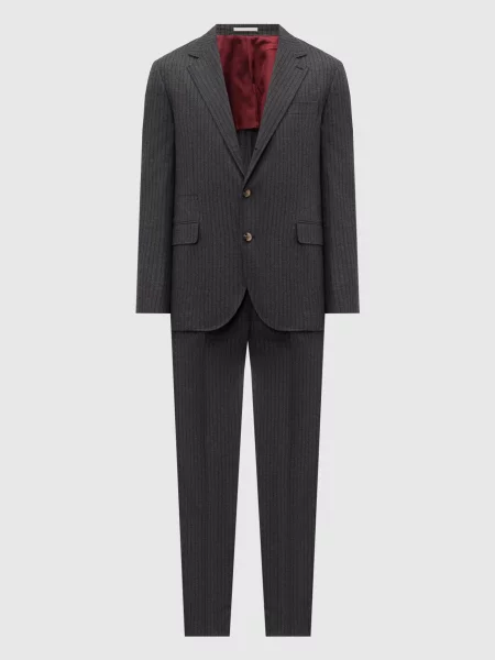 Костюм з вовни в смужку Brunello Cucinelli сірий
