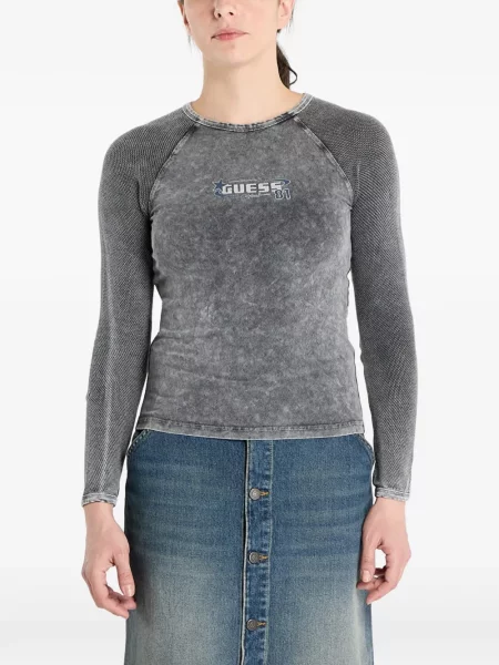 Lung tricou Guess gri