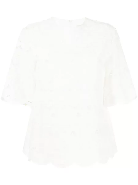 Dzianinowa bluzka Goen.j w kwiatki biała