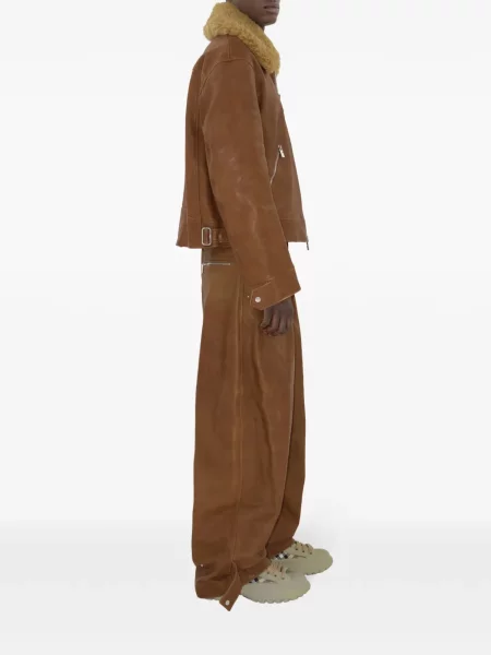 Δερμάτινο παντελόνι Burberry καφέ