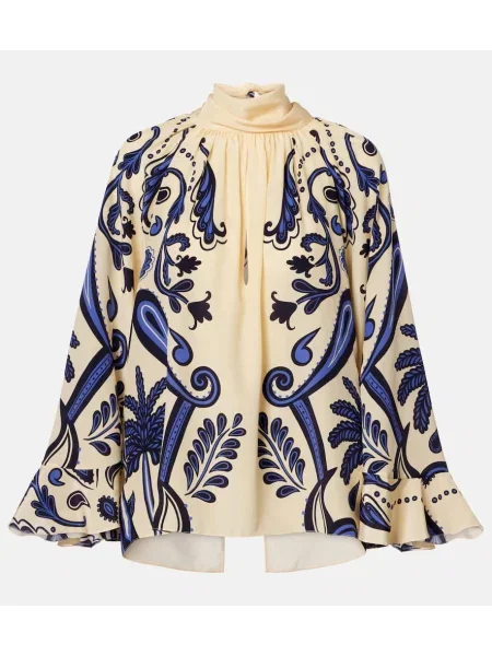 Jedwabny top Johanna Ortiz z wzorem paisley biały