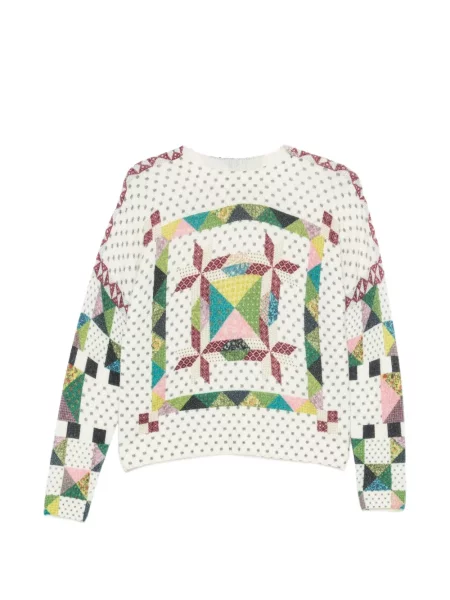 Pulover Jei's cu imprimeu geometric alb