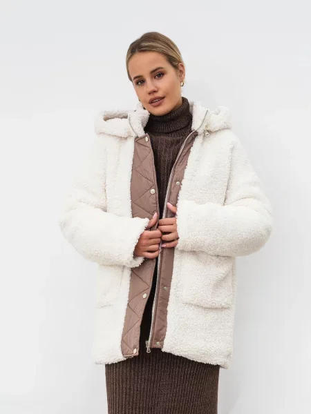 Шуба Romashka Дуала молочний вовна/віскоза