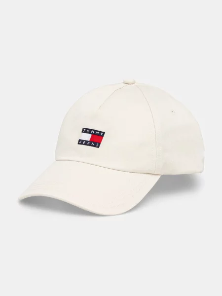 Шапка с козирка Tommy Jeans с апликация бежово