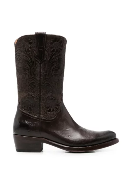 Botine Eraldo cu model floral maro