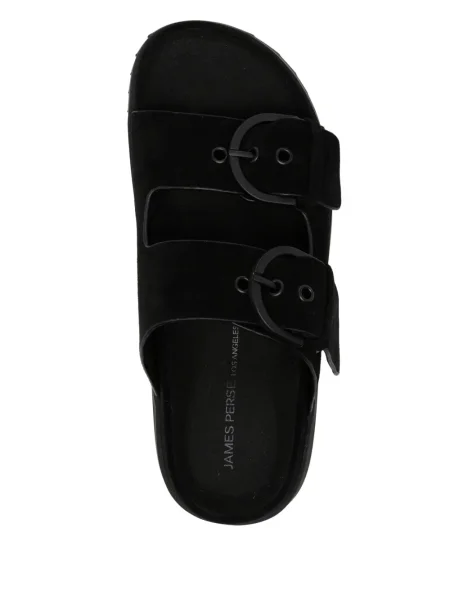 Papuci James Perse din piele de căprioară cu cataramă negru