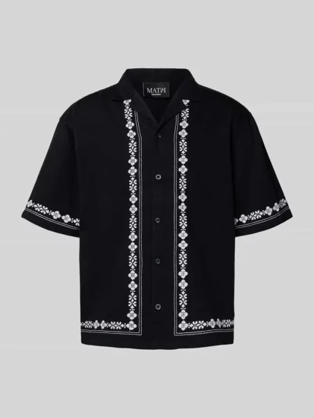 Koszula casualowa o kroju regular fit z haftami — Review X MATW czarna