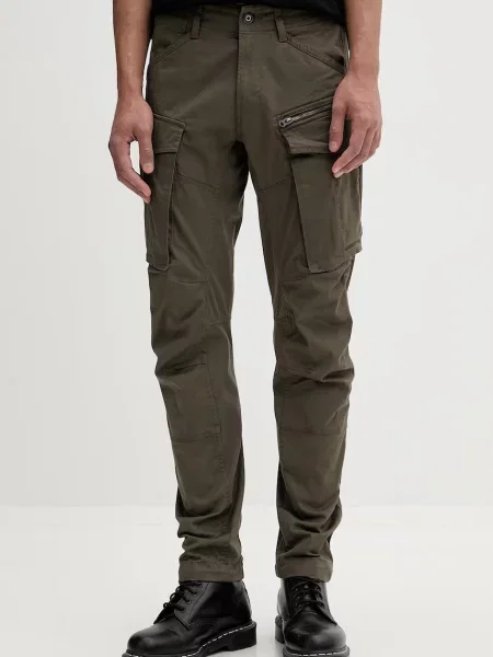 G-Star nohavice cargo pánske s elastanom Rovic Zip 3D Regular Tapered zelená
