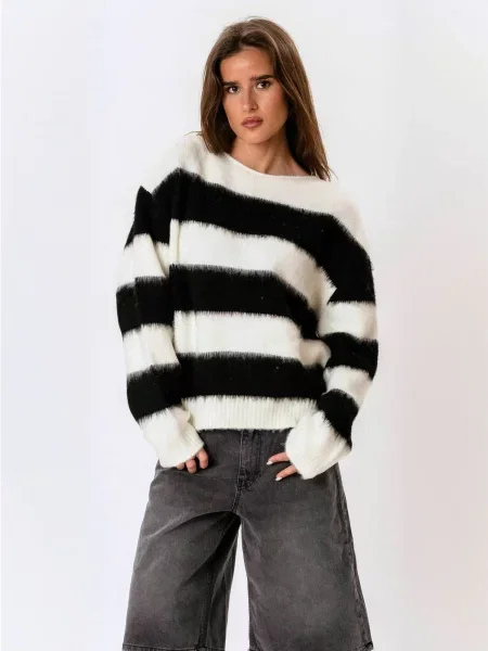 ITS MAY Pulover Striped negru