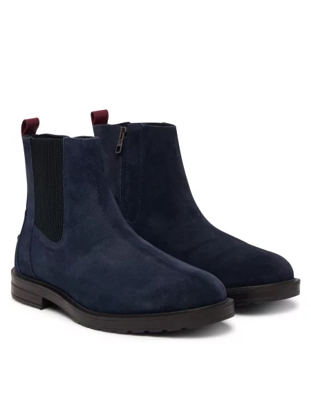 Členková obuv Tommy Hilfiger Cleated Hilifger Suede Boot Tmavomodrá
