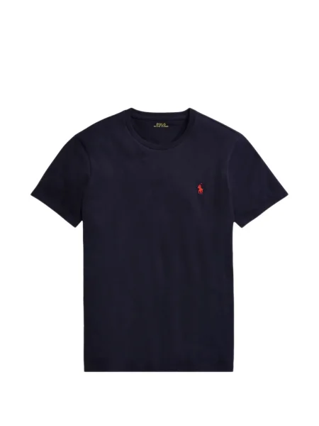 Lniana czapka z daszkiem Polo Ralph Lauren z okrągłym dekoltem niebieska