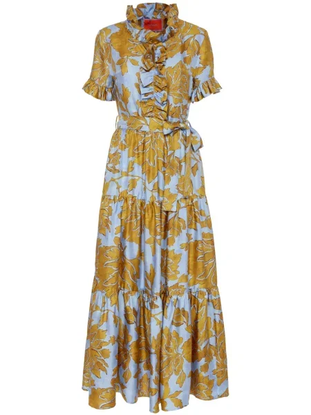 Rochie La Doublej cu model floral cu imagine de costum galben