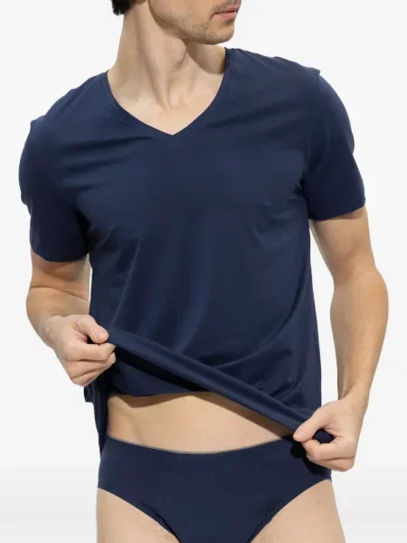 Tricou Hanro cu decolteu în V albastru