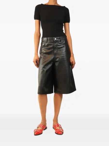 Pantaloni culottes Victoria Beckham din piele negru