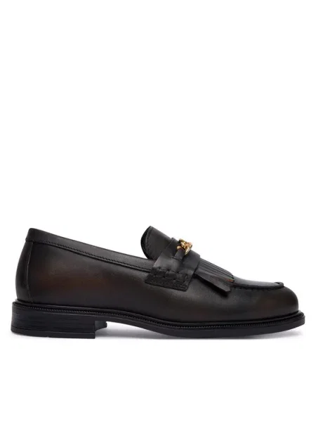 Colier Tommy Hilfiger cu franjuri din piele maro