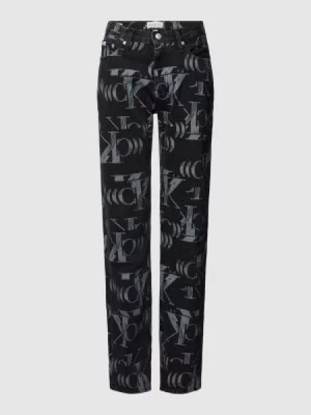 Jeansy z prostą nogawką i wzorem z logo na całej powierzchni Calvin Klein Jeans