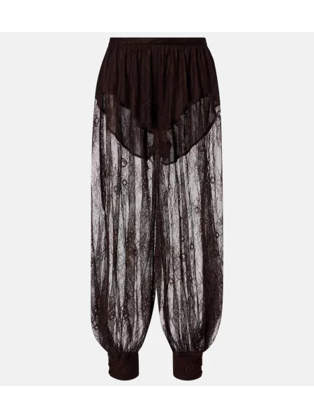 Pantaloni Bananhot din dantelă maro