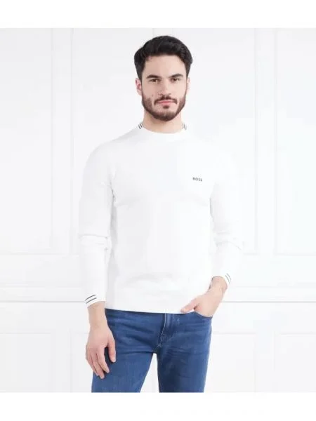 BOSS GREEN Pulover Rolet alb