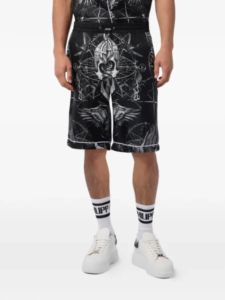 Jedwabne szorty Philipp Plein czarne