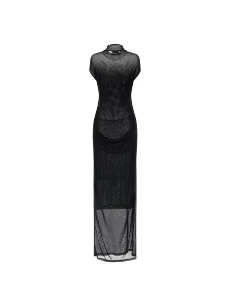 Lniana sukienka maxi Jean Paul Gaultier czarna