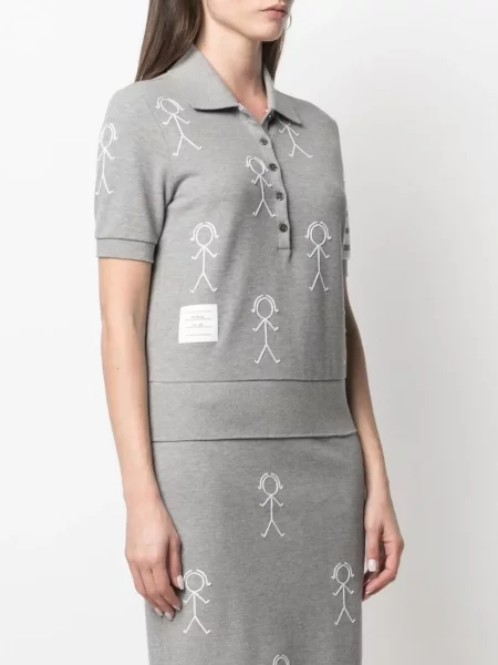 Tricou polo Thom Browne gri