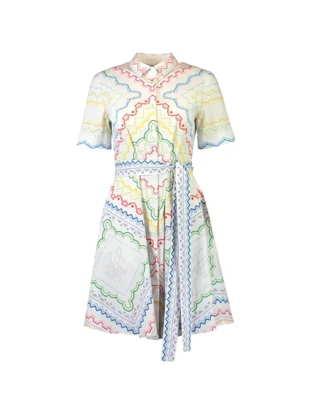 Rochie mini Mary Katrantzou cu imagine cu imprimeu geometric alb