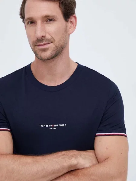 Koszulka Tommy Hilfiger Tommy Logo Tipped Tee Blue L niebieska