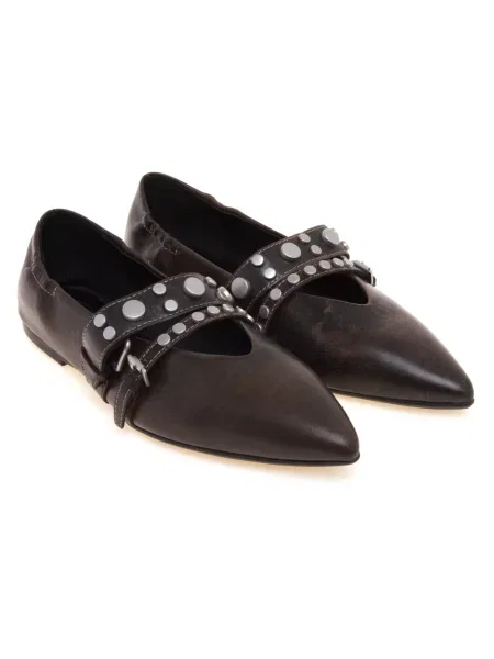 Balerinki Ash skórzane czarne