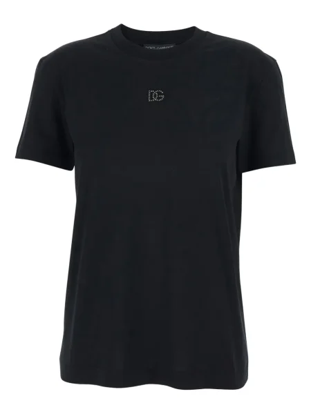Tricou Dolce & Gabbana cu broderie cu decolteu rotund negru
