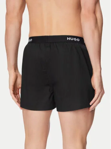 HUGO voľné boxerky pánske WOVEN BOXER TRIPLET čierna