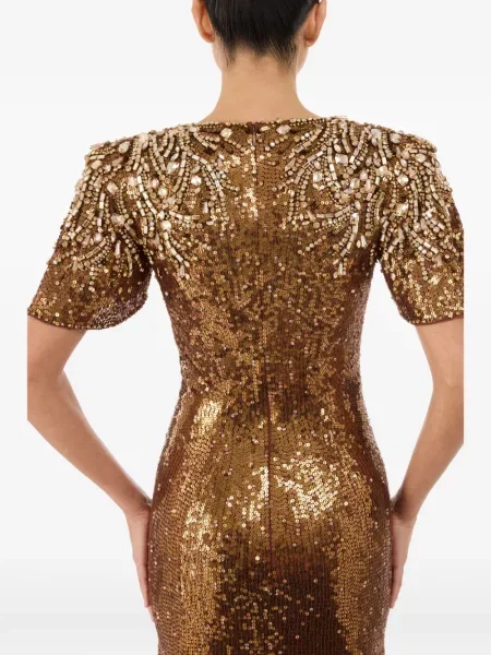 Rochie Jenny Packham cu paiete de costum auriu