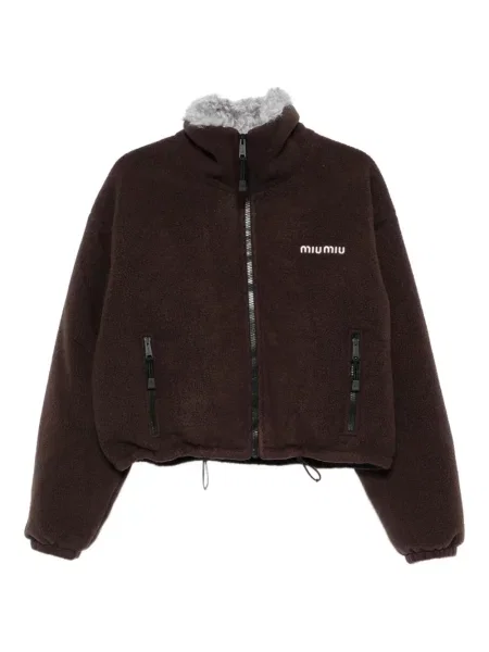 Geacă cu puf Miu Miu din fleece maro