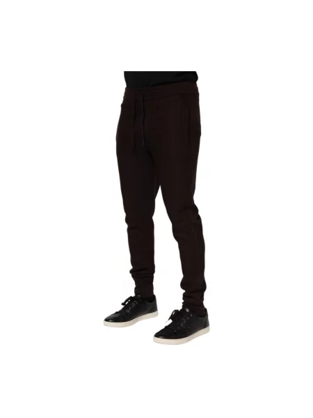 Jedwabne joggery Dolce And Gabbana brązowe