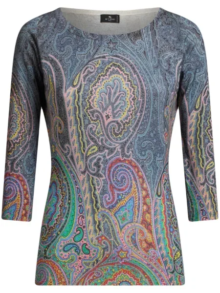 Пуловер Etro с принт с пейсли десен синьо