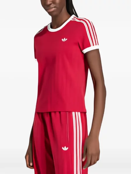 Tricou Adidas cu broderie cu dungi tenis negru