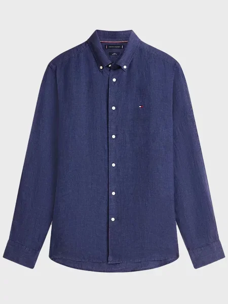 Льняная рубашка Tommy Hilfiger синяя