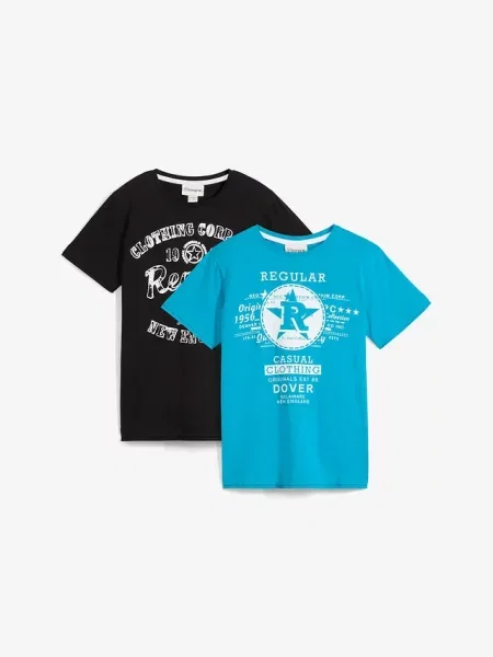 T-shirt z czystej bawełny organicznej 2 szt. niebieska