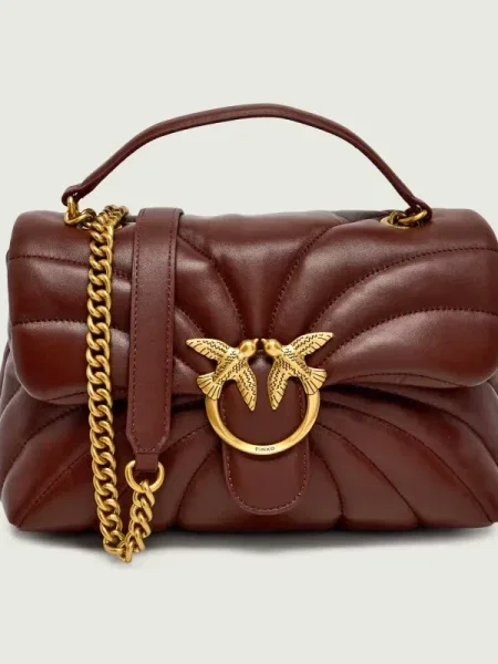 Pinko De piele geantă pe umăr LOVE PUFF CLASSIC CL bordo