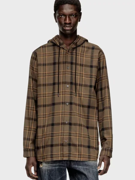 Клетчатая рубашка Diesel коричневая