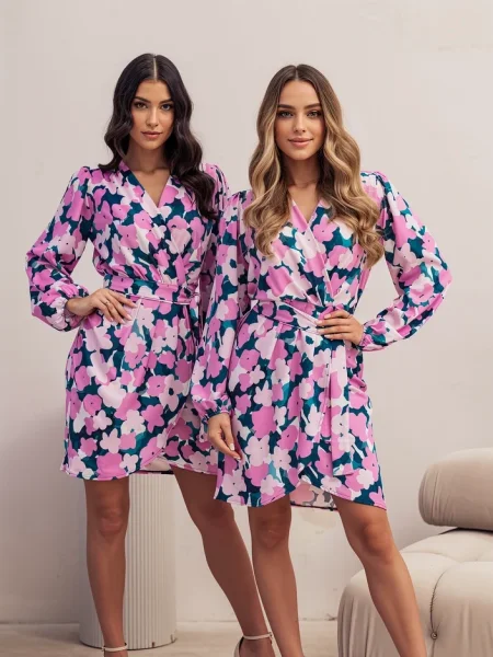 Rochie Resti cu model floral de costum alb