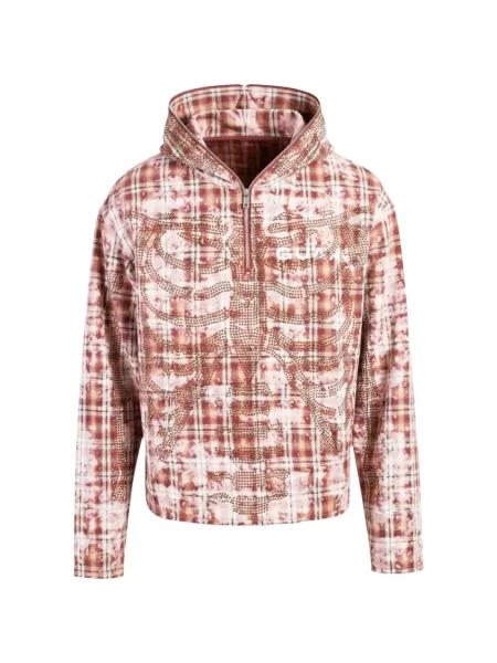 Кариран суичър с качулка Guapi червено