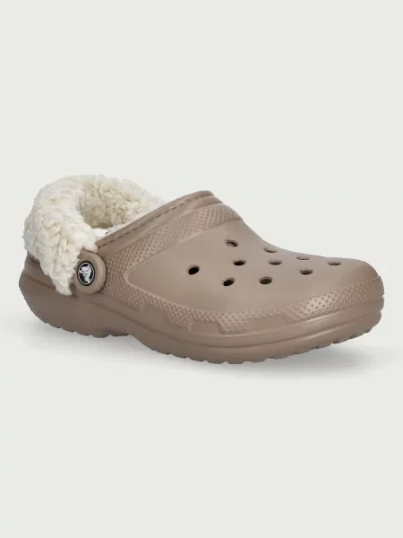 Crocs papuci de casă pentru femei Classic Fleece Lined Clog maro