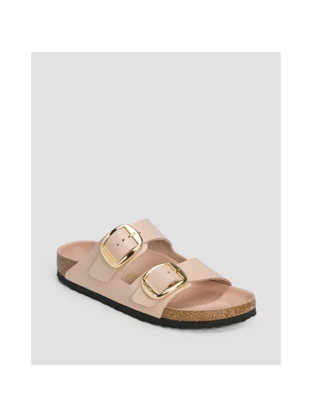 Klapki Birkenstock skórzane na sprzączkę różowe