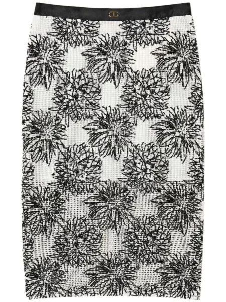 Fustă midi Twinset cu paiete până la genunchi alb