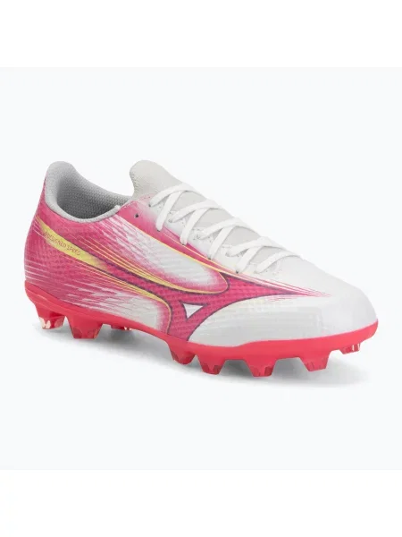 Încălțăminte de fotbal pentru copii Mizuno Alfa III Select Jr FG white/fuchsia purple alb