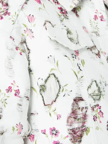 Geacă Giambattista Valli zdrențuiți cu model floral alb