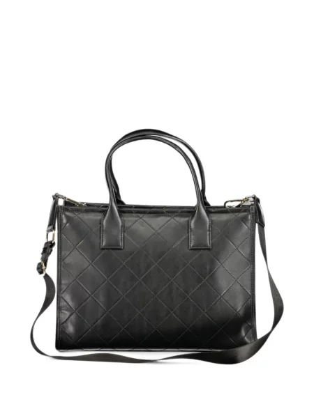 Prošívaný shopper kabelka Twinset s autogramem černá