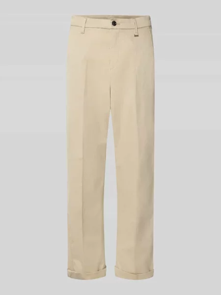 Chinos o kroju straight fit z mieszanki bawełny Mac beżowe