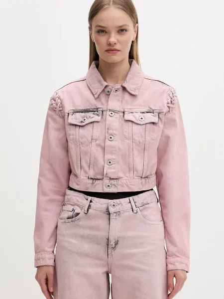 Karl Lagerfeld Jeans džínsová bunda dámska rifľová ružová