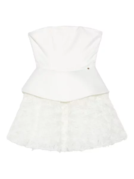 Cu peplum rochie mini Nissa cu model floral de costum alb